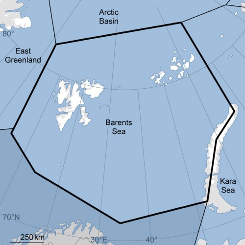 Barents Sea subpopulation boundaries, courtesy IUCN Polar Bear Specialist Group
