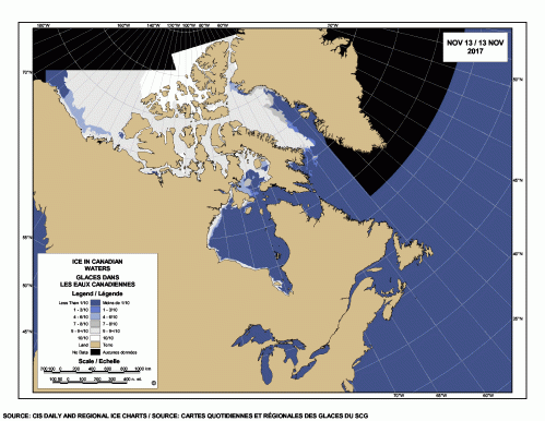 Sea ice Canada 2017 Nov 13
