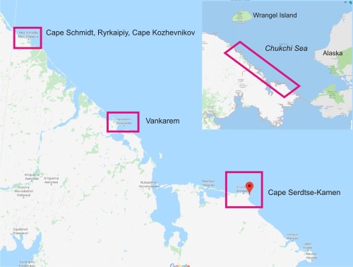 Chukotka walrus haulouts map with inset