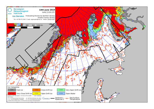 Barents Sea ice extent 2019 June 14_NIS