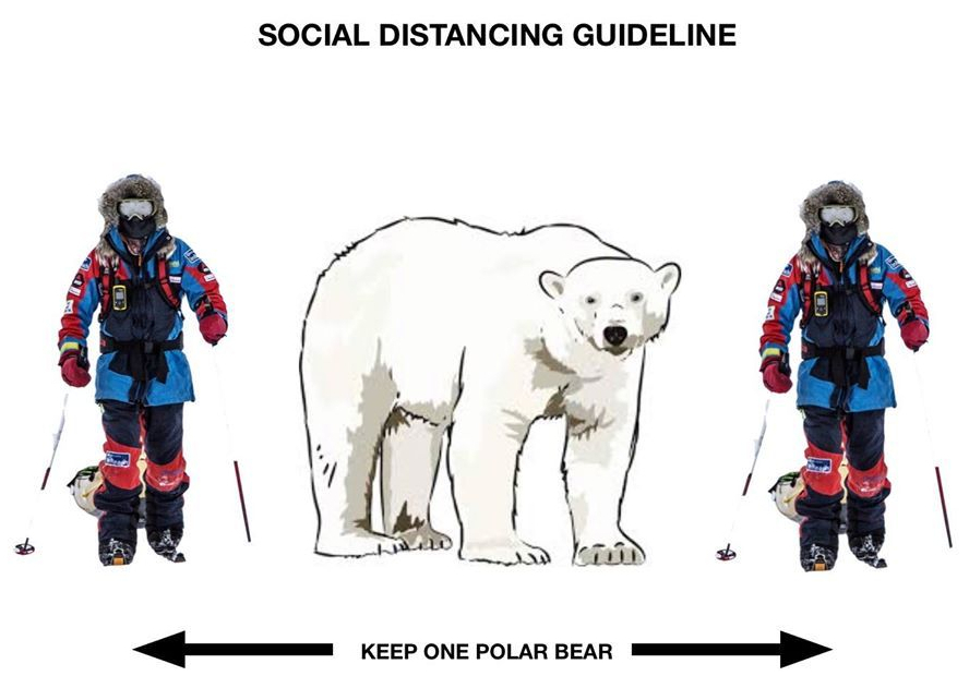 Svalbard social distancing_keep one polar bear away_icepeople 3 April 2020